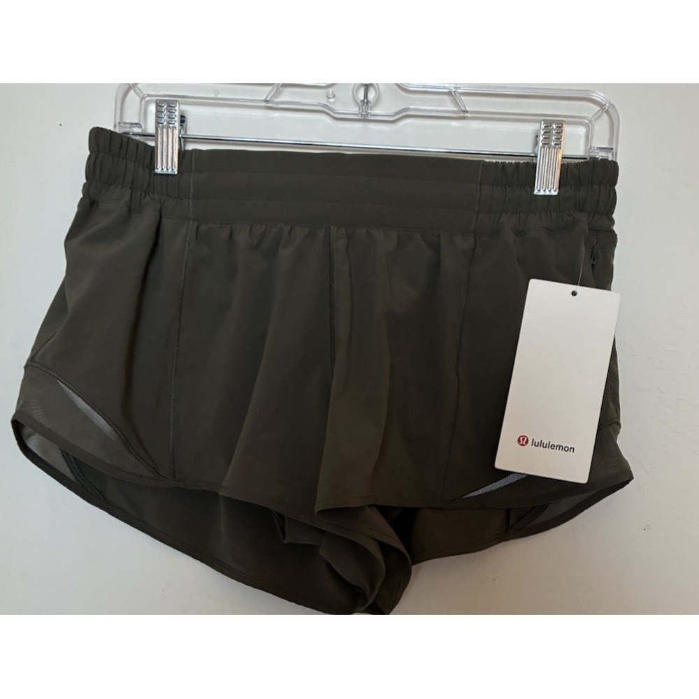 Lululemon Hotty Hot LR Short 2.5" Lined Olive Moisture Wicking Athletic